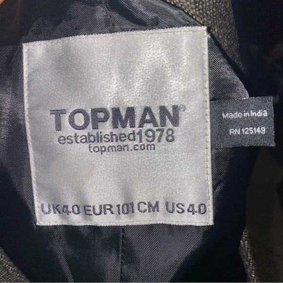 Topman Wool Blend Waistcoat Vest Sleeveless Under Jacket with Pocket Square 40 - Picture 5 of 6